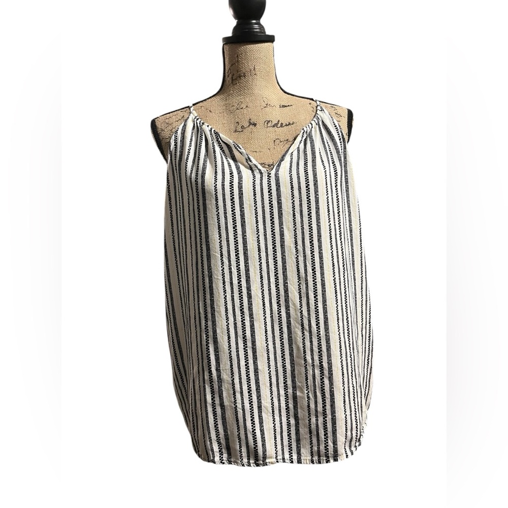 Old Navy black, white & yellow striped camisole tank